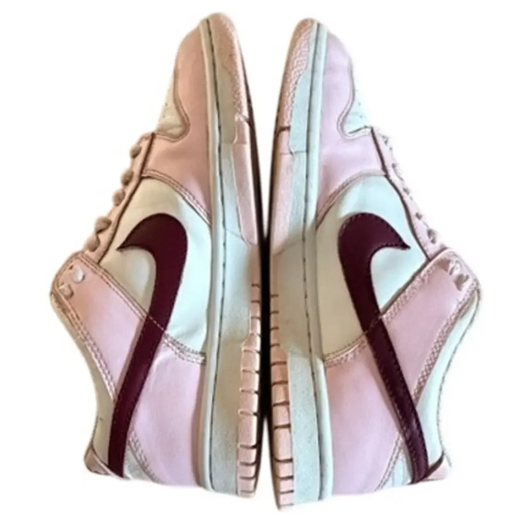 Nike Dunk Low Women’s Pink White Burgundy Sneakers Size 8.5
